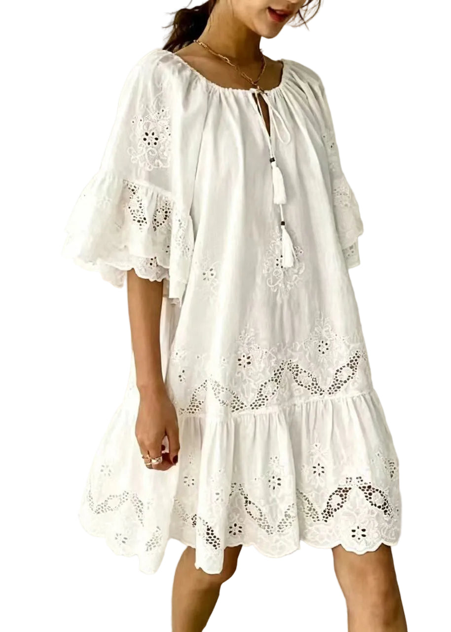 Dame Kjole Cut Out Dusk Snøring Sommerstil 0