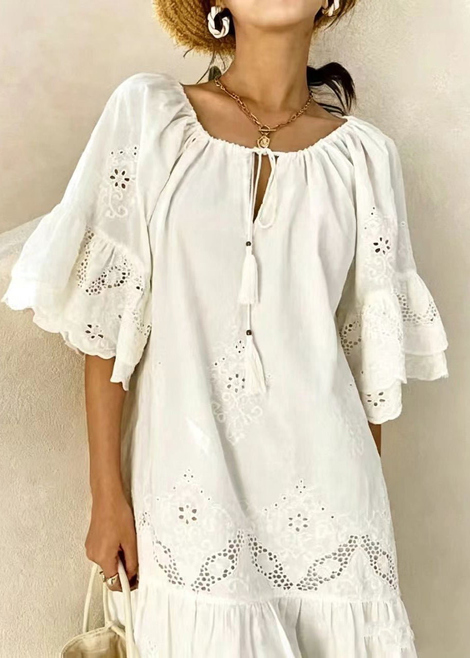 Dame Kjole Cut Out Dusk Snøring Sommerstil 3