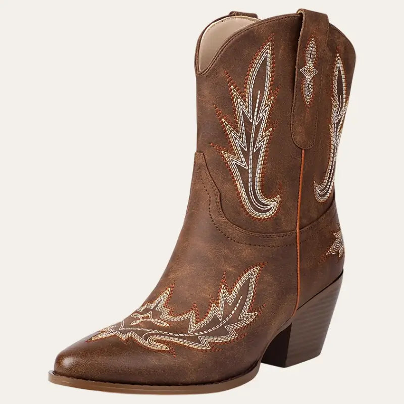 Dame Korte Cowboylaarzen Westernstil Imitasjonsskinn 0