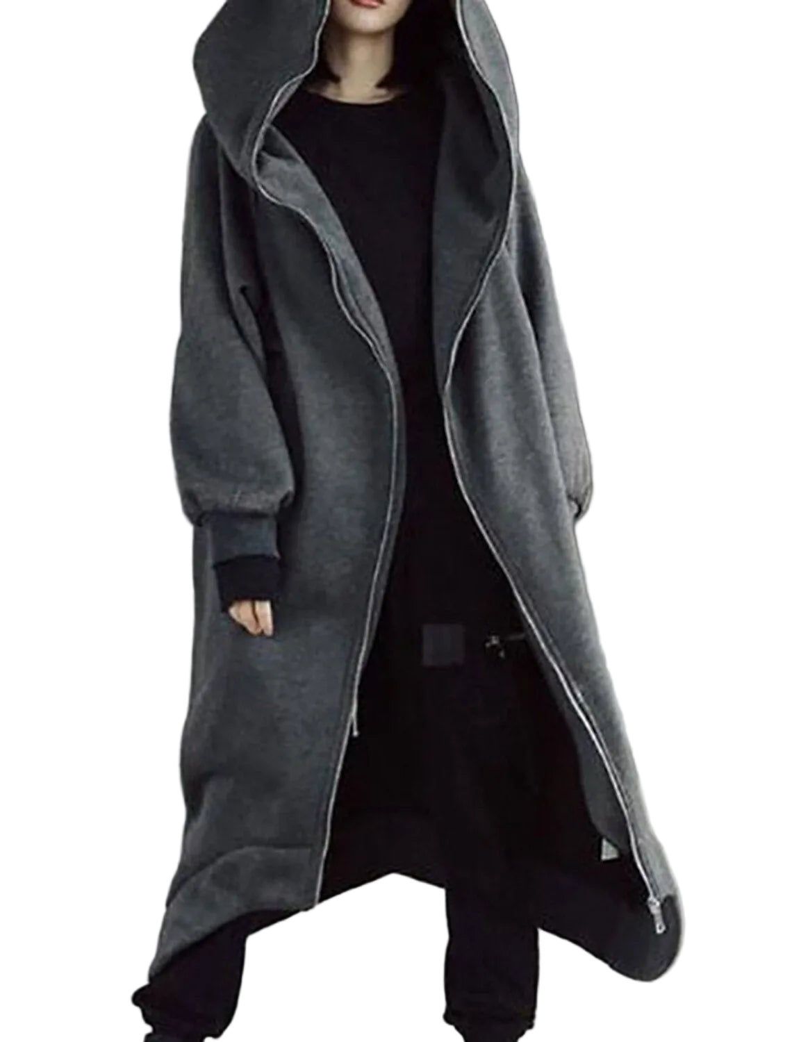 Dame Lang Frakk Urban Stil med Hette 0