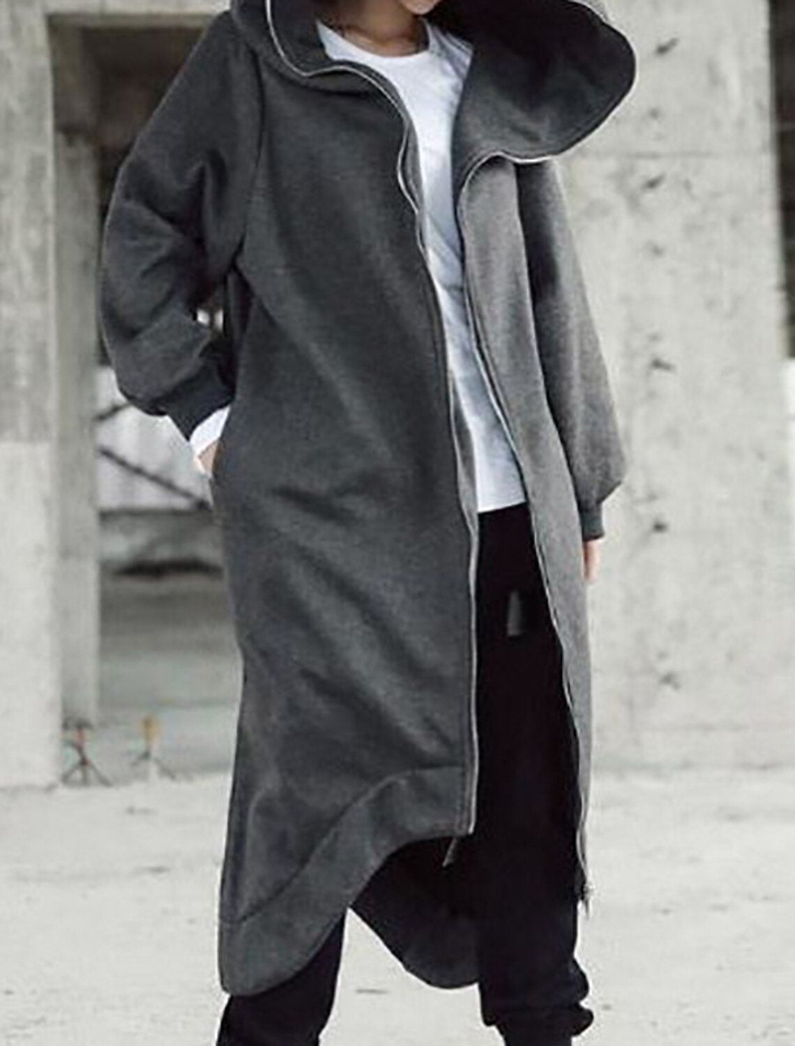 Dame Lang Frakk Urban Stil med Hette 1