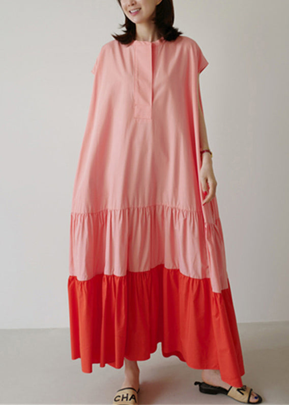 Dame Lang Sommerkjole Med Patchwork og Volanger 1