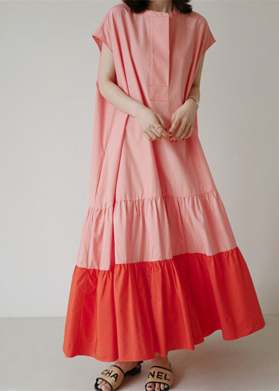 Dame Lang Sommerkjole Med Patchwork og Volanger 2