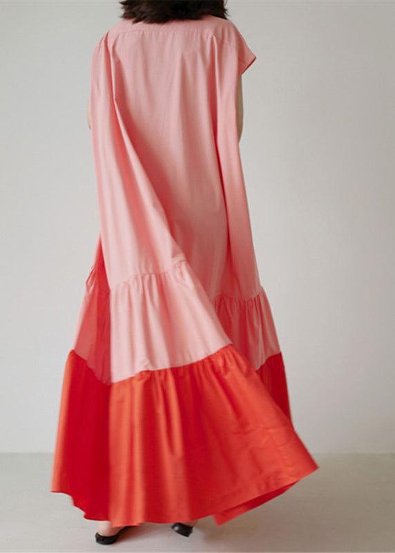 Dame Lang Sommerkjole Med Patchwork og Volanger 4