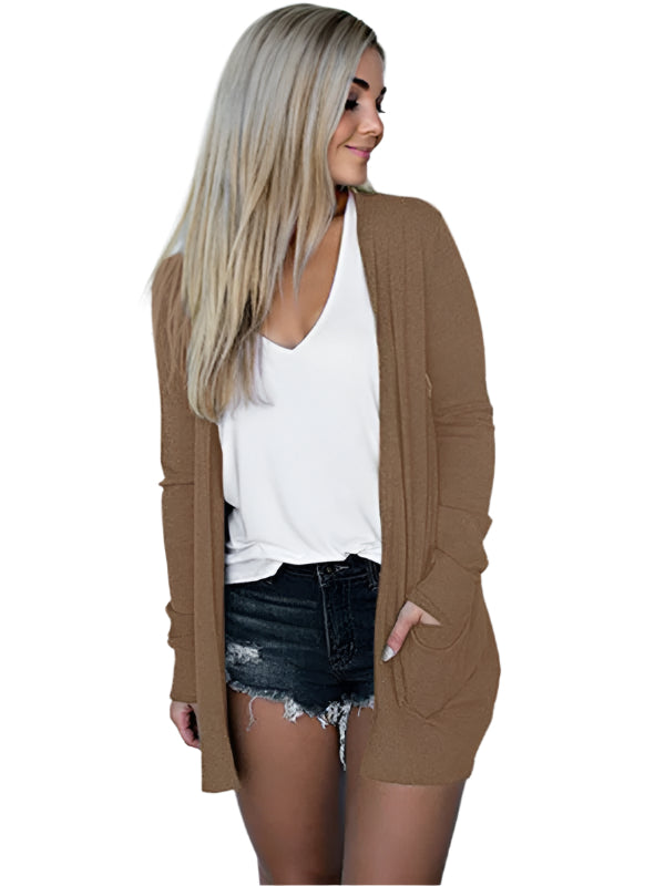 Dame Langermet Strikket T-skjorte Cardigan 0