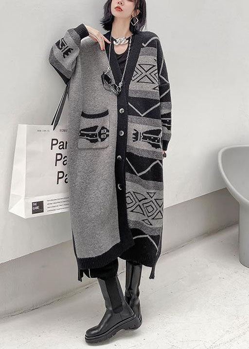Dame Langermet V-hals Asymmetrisk Design Kåpe 1