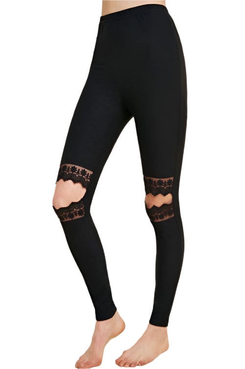 Dame Leggings med Spissutskjæring i Sort 0