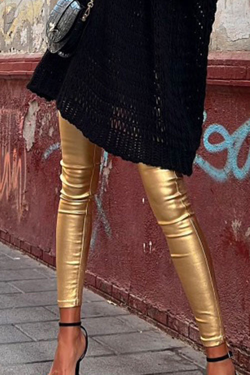 Dame Leggingsbukser i Kunstskinn Slim Fit 1