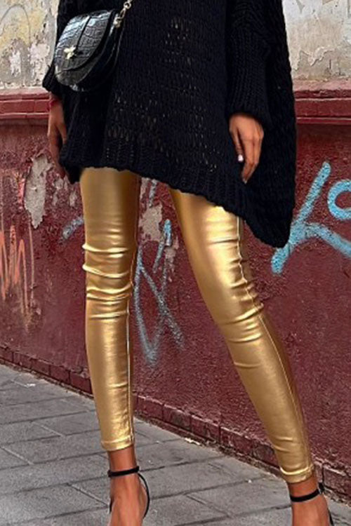 Dame Leggingsbukser i Kunstskinn Slim Fit 2