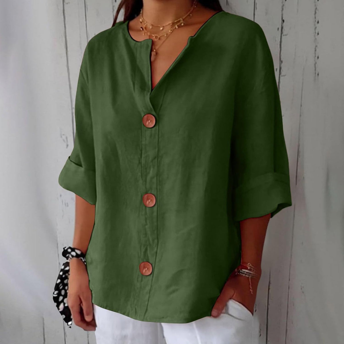 Dame Linbluse Uformell Stil 10
