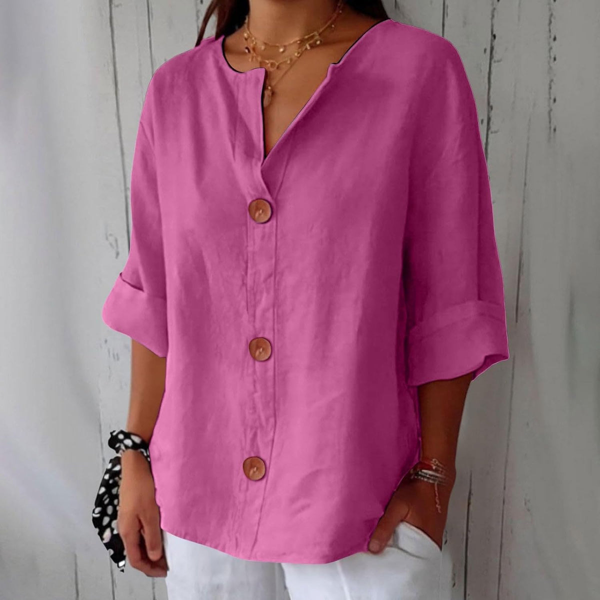 Dame Linbluse Uformell Stil 11