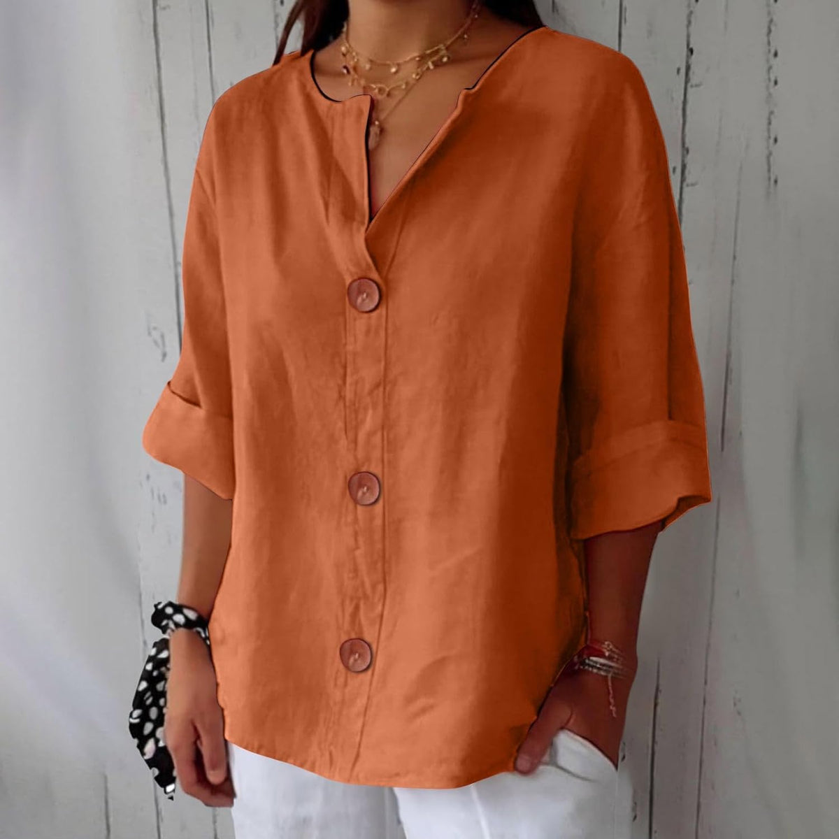 Dame Linbluse Uformell Stil 2