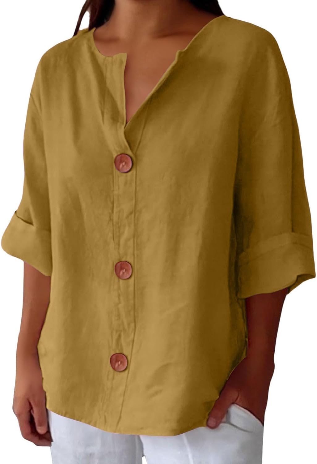 Dame Linbluse Uformell Stil 4