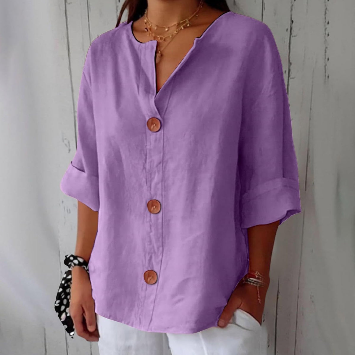 Dame Linbluse Uformell Stil 5