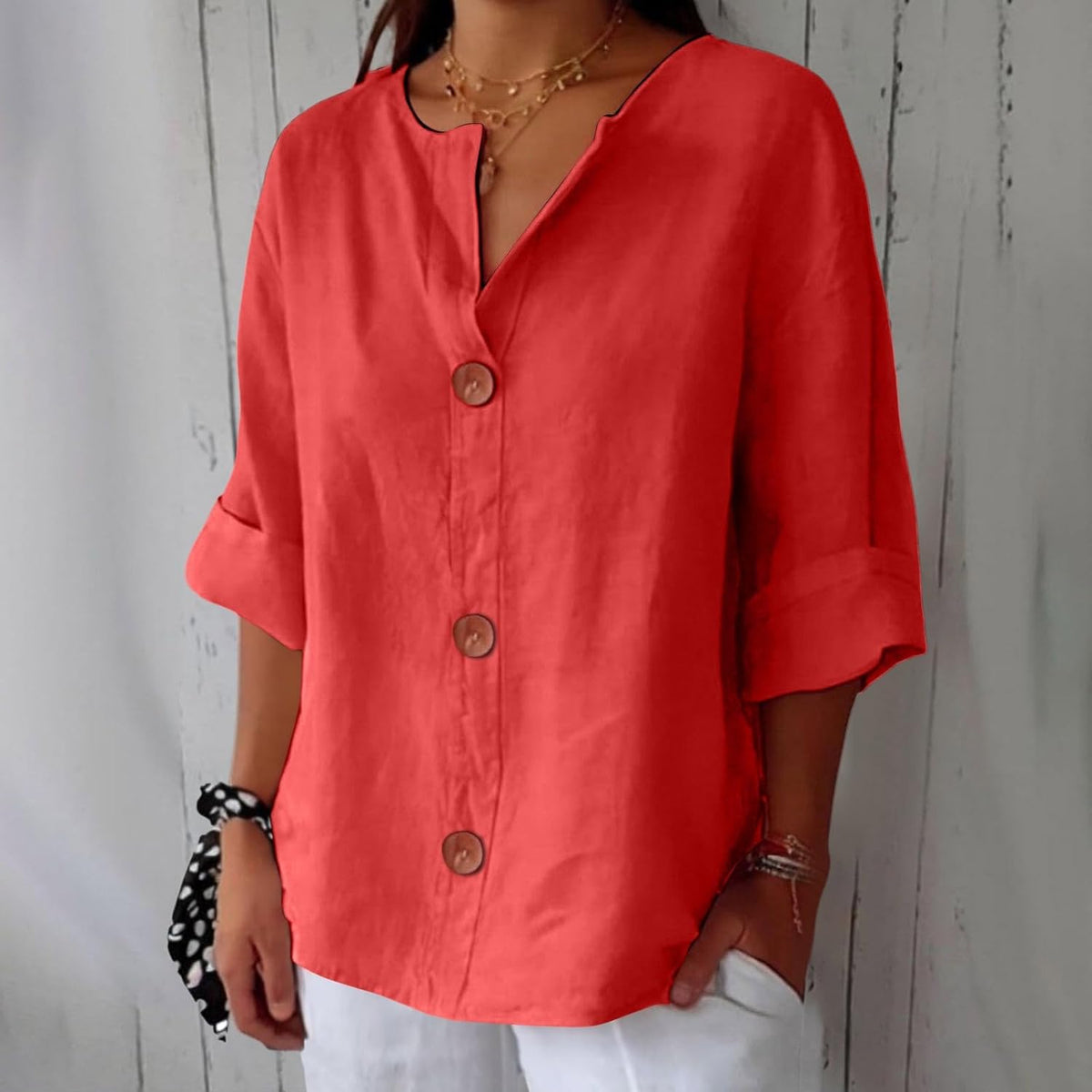 Dame Linbluse Uformell Stil 7