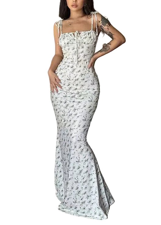 Dame Maxi Kjole Med Snøring Slim Fit 0