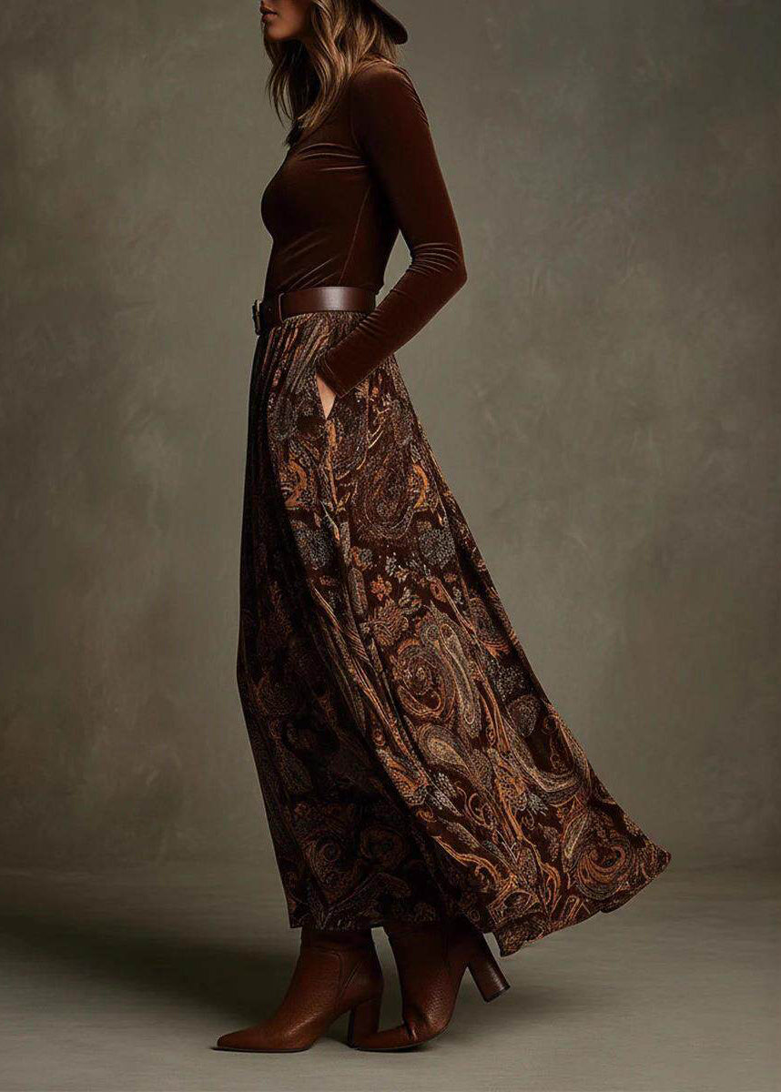 Dame Maxi Kjole Patchwork Langermet Slim Fit 1
