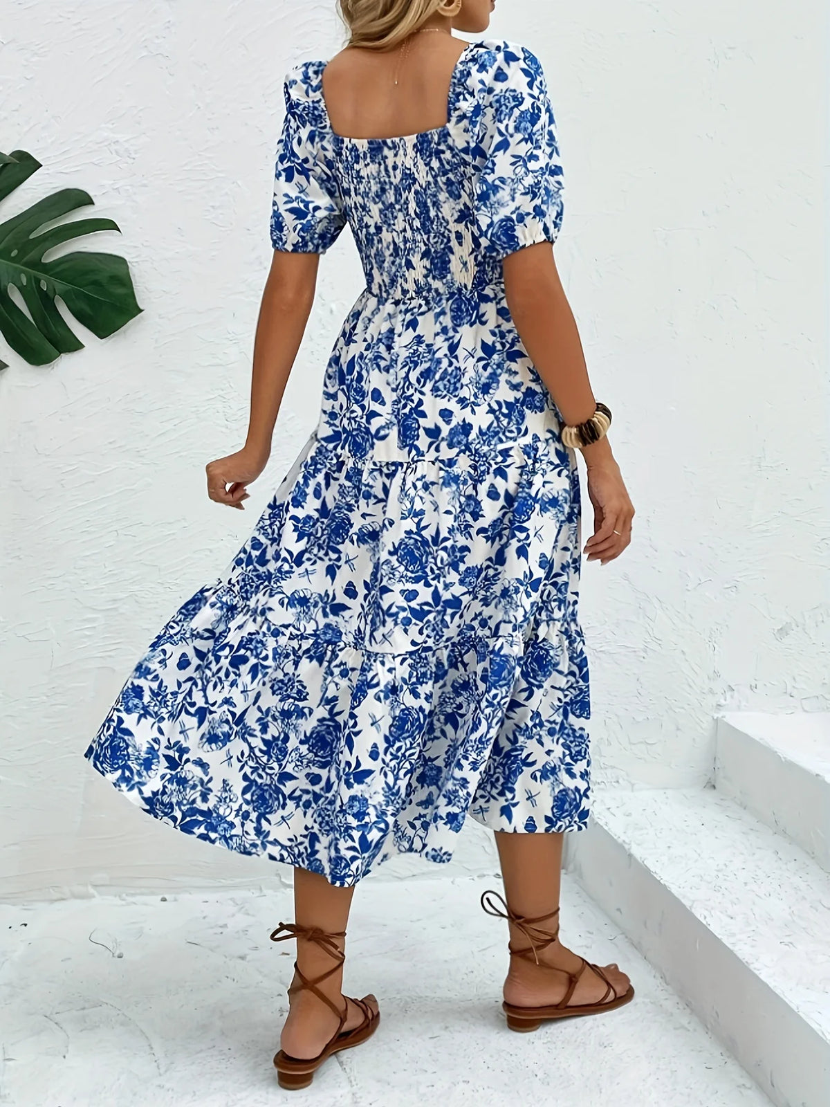 Dame Maxi Kjole med Blomstertrykk 1