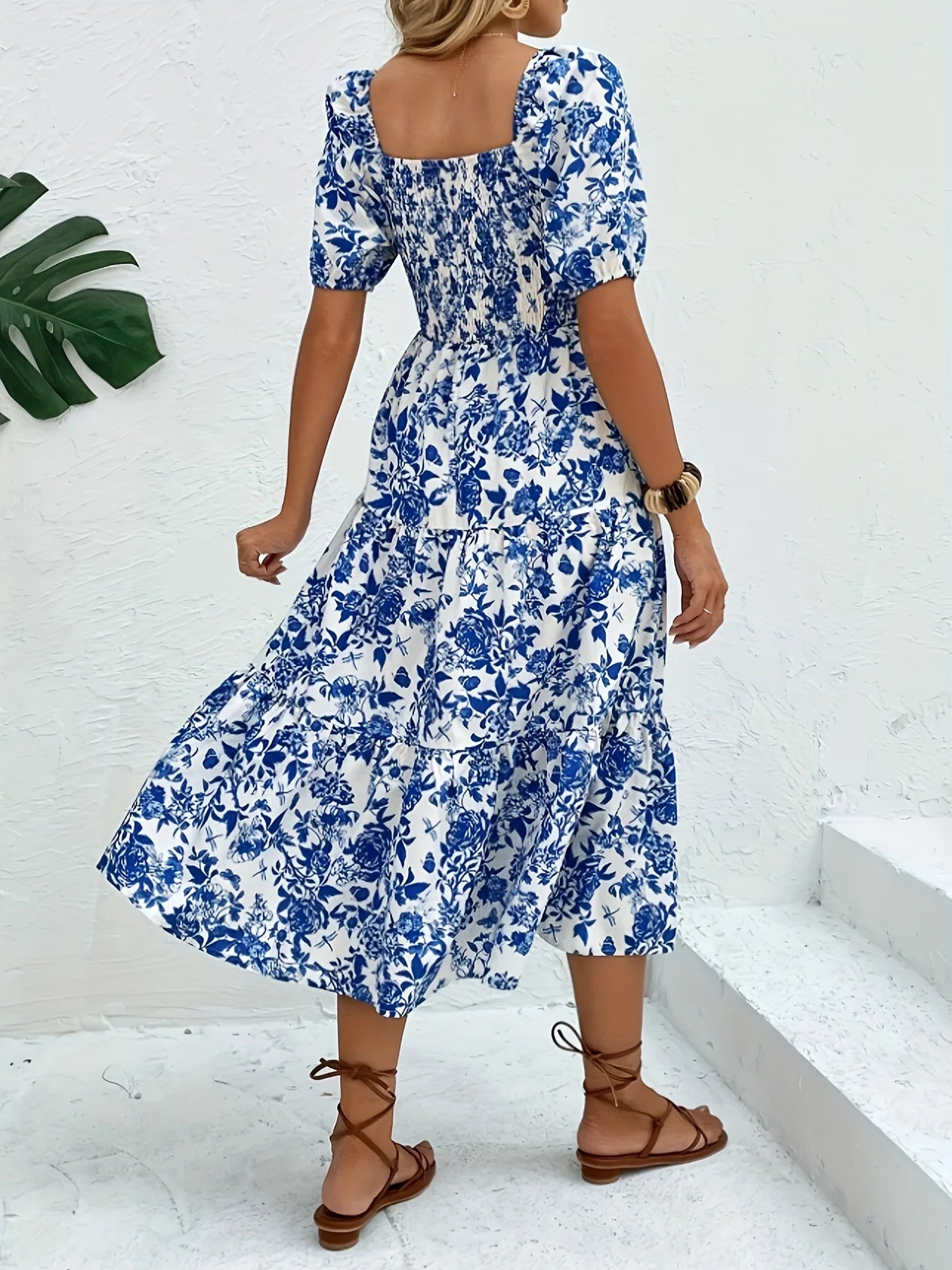 Dame Maxi Kjole med Blomstertrykk 1