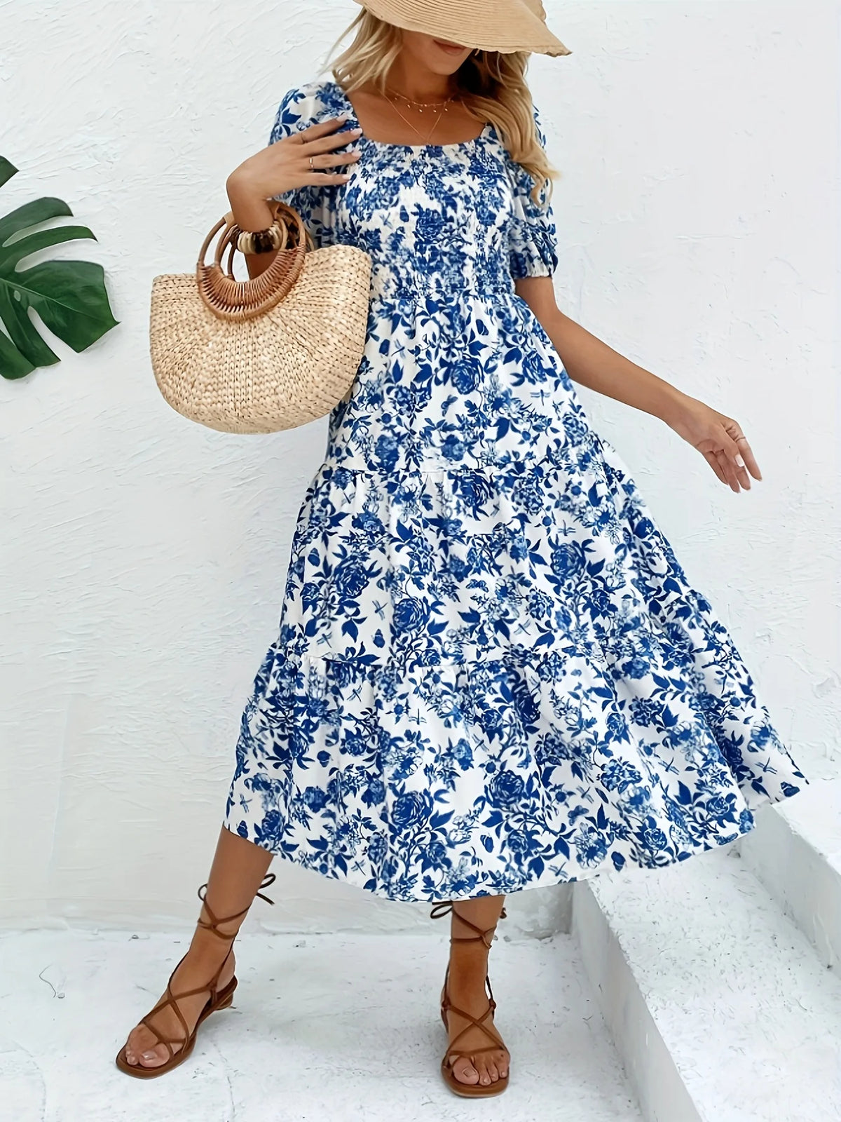 Dame Maxi Kjole med Blomstertrykk 4