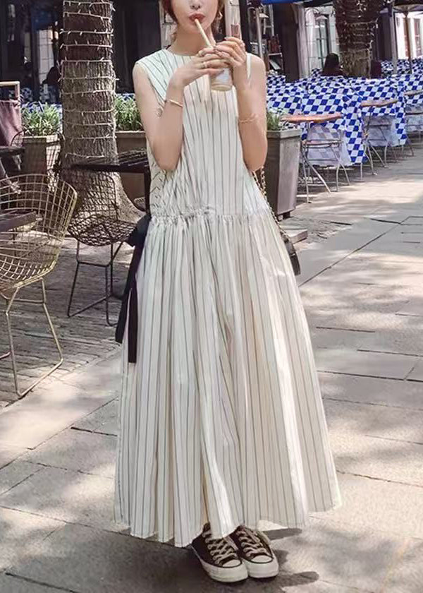 Dame Maxikjole Ermeløs Stripete Moderne Stil 1