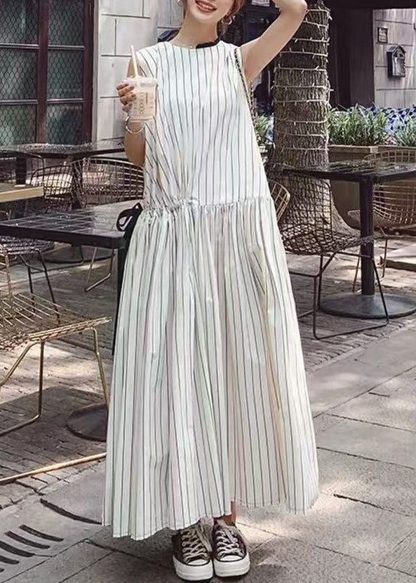 Dame Maxikjole Ermeløs Stripete Moderne Stil 2