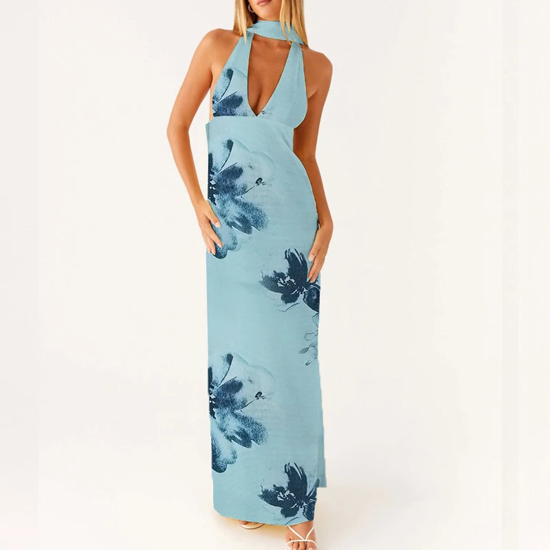 Dame Maxikjole Halterneck Boho Design 6