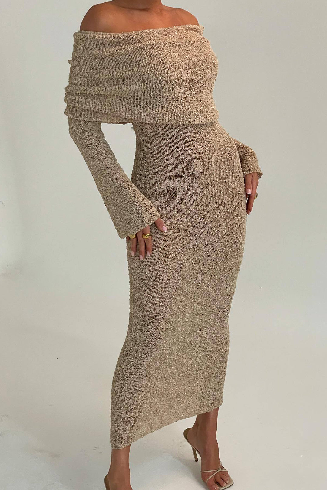 Dame Maxikjole Off Shoulder Trendy Design 5