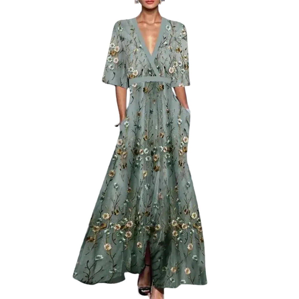 Dame Maxikjole med Blomstermønster Romantisk Design 0