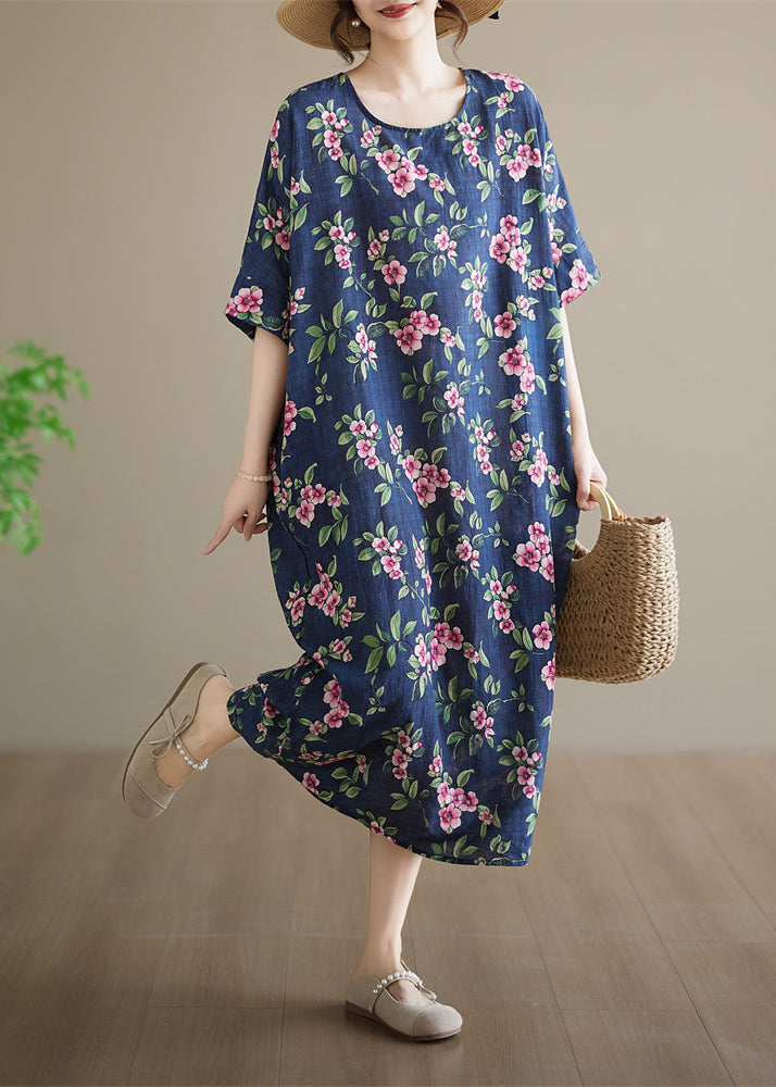 Dame Maxikjole med O-hals og Trykk Plus Size 2