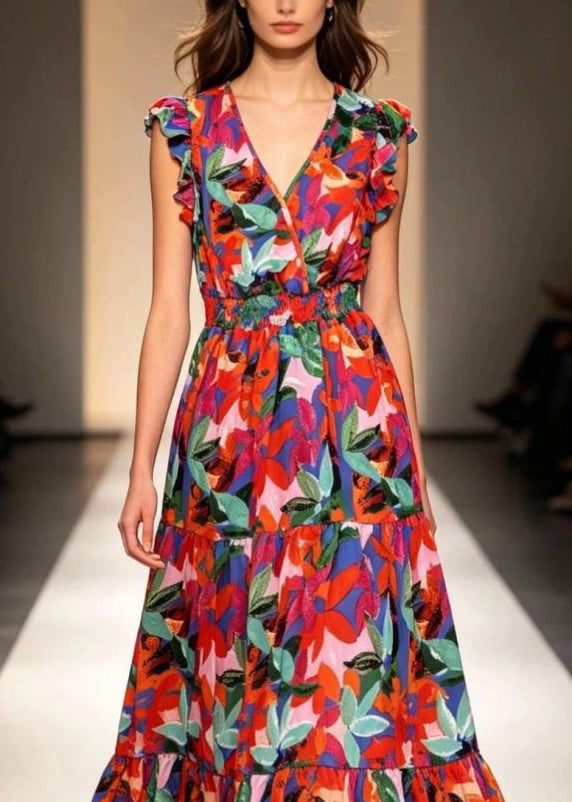 Dame Maxikjole med Volanger og Patchwork Design 2