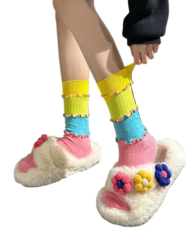 Dame Mid Calf Sokker med Rysjer 0