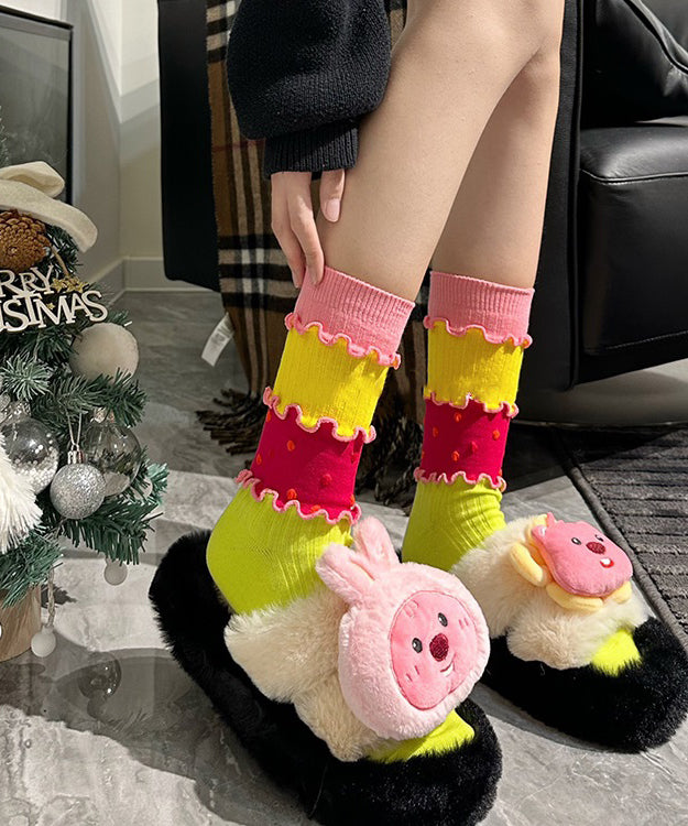 Dame Mid Calf Sokker med Rysjer 1