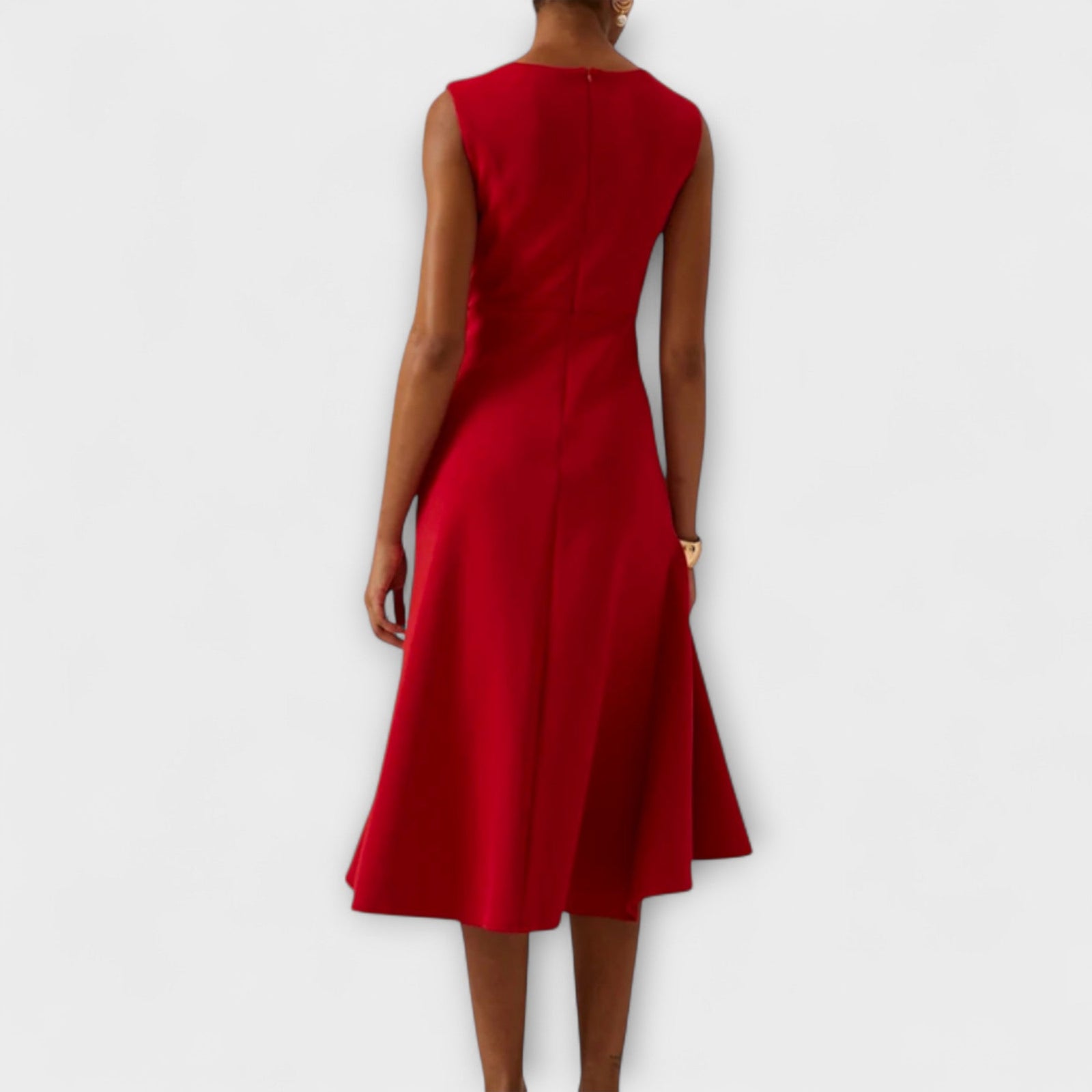 Dame Midi Kjole Asymmetrisk Drapert 1