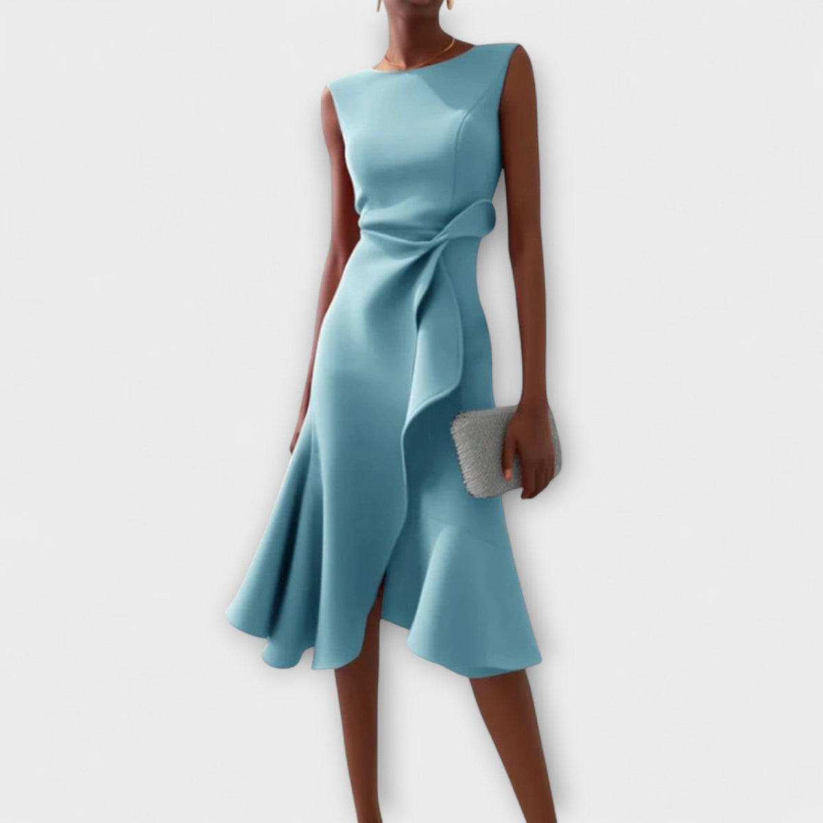 Dame Midi Kjole Asymmetrisk Drapert 4