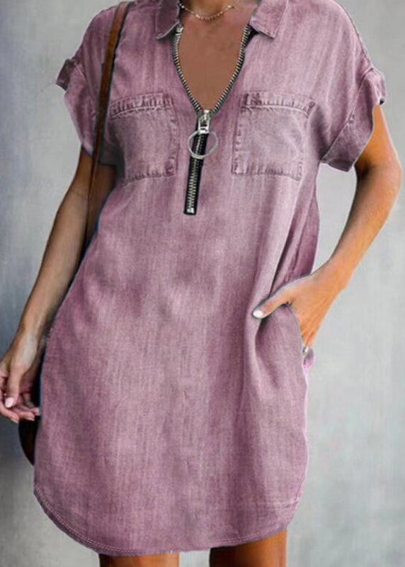 Dame Midikjole med Peter Pan-krage og Patchwork Design 1