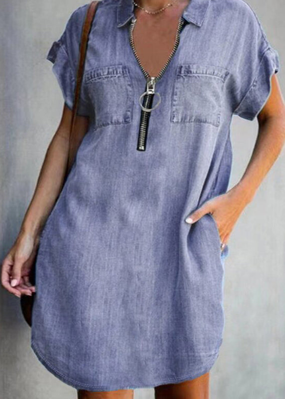 Dame Midikjole med Peter Pan-krage og Patchwork Design 2