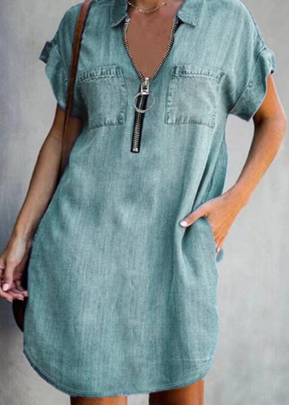 Dame Midikjole med Peter Pan-krage og Patchwork Design 4