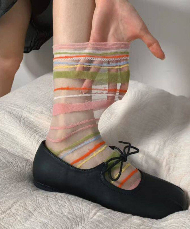 Dame Midtkalvsokker med Stripemønster Komfortabel Passform 0