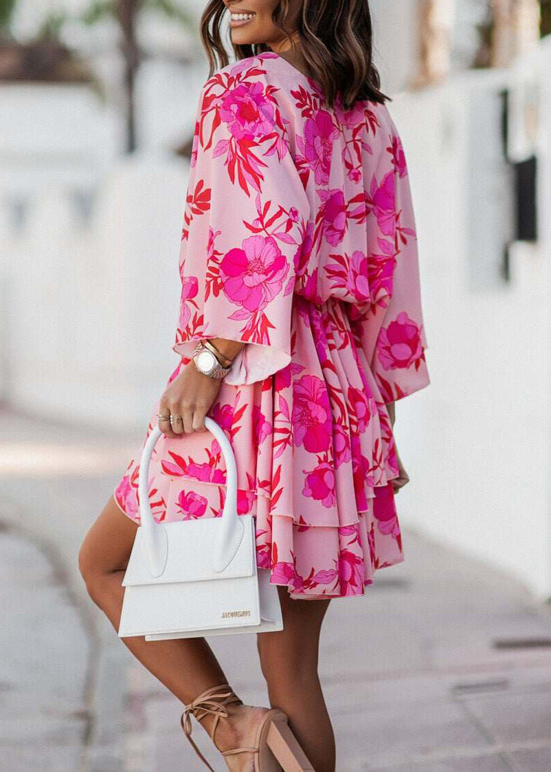 Dame Mini Kjole med Print og Flagermusvinger 3
