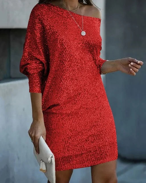 Dame Minikjole Off-Shoulder med Paljetter 11