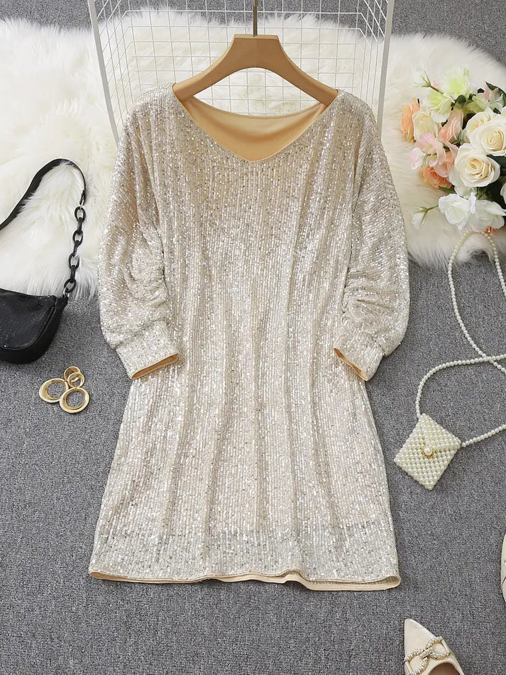 Dame Minikjole Off-Shoulder med Paljetter 8