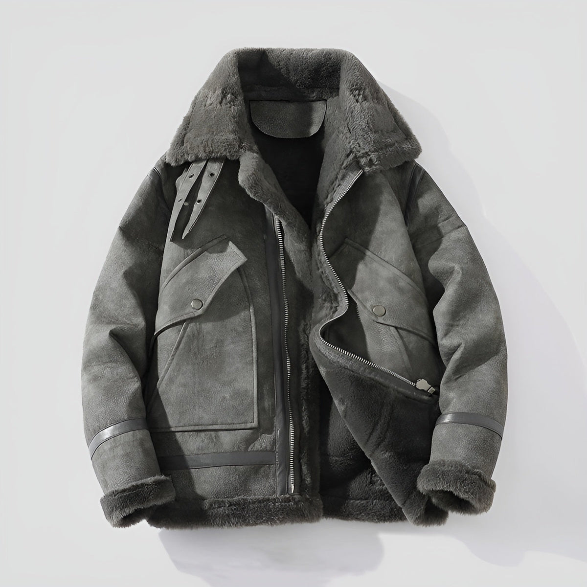 Dame Moto-jakke med Shearling Detaljer 1