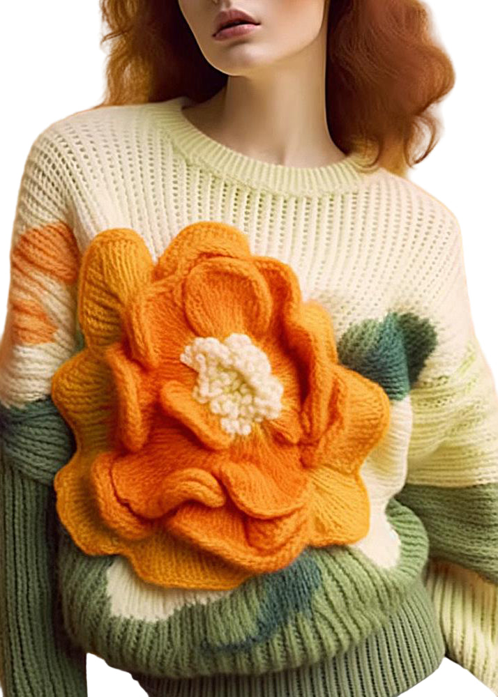 Dame O-hals Langermet Topp med Blomsterprint 0
