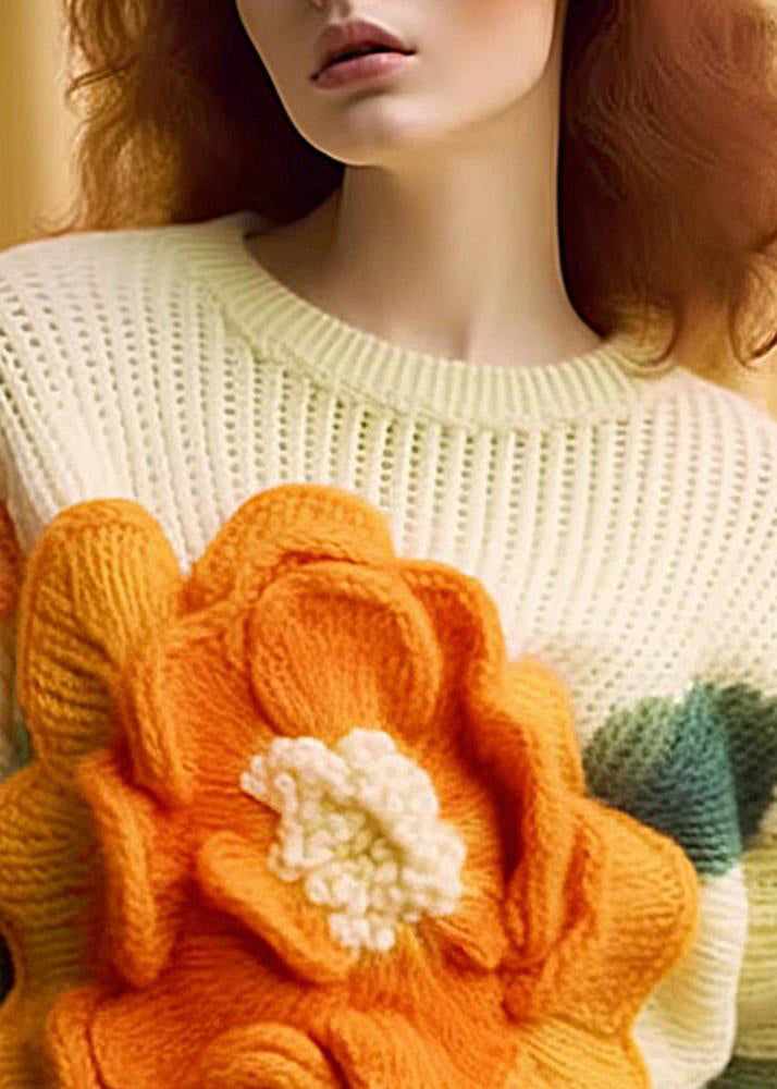 Dame O-hals Langermet Topp med Blomsterprint 1