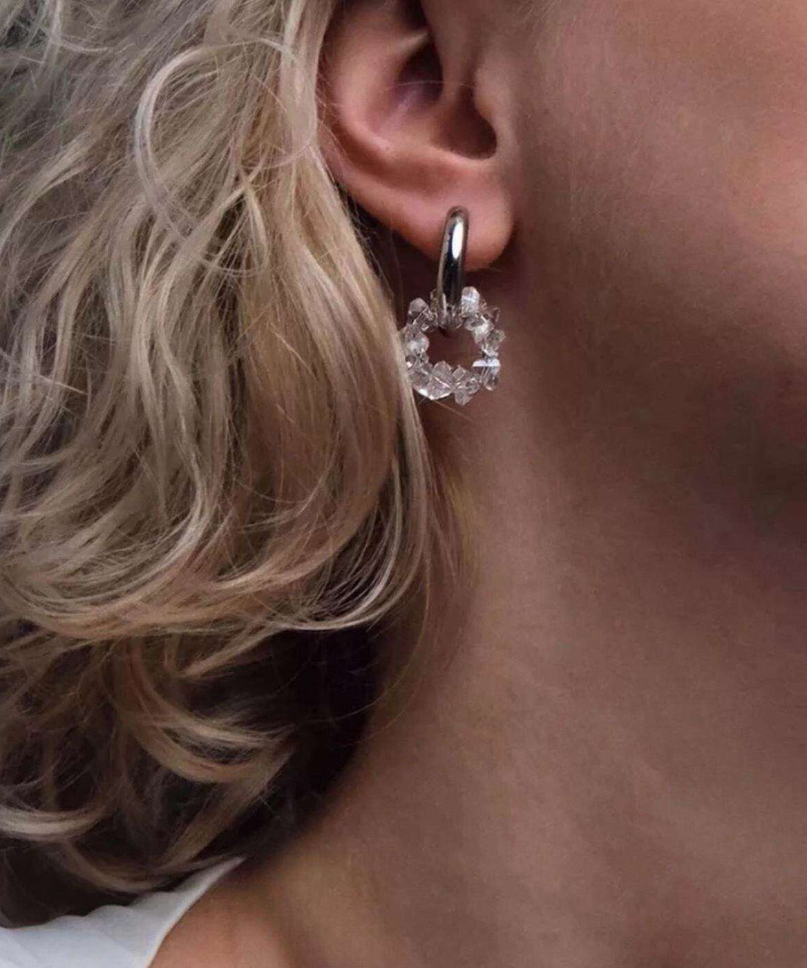 Dame Øredobber Bøyle Design med Krystalldetaljer 1