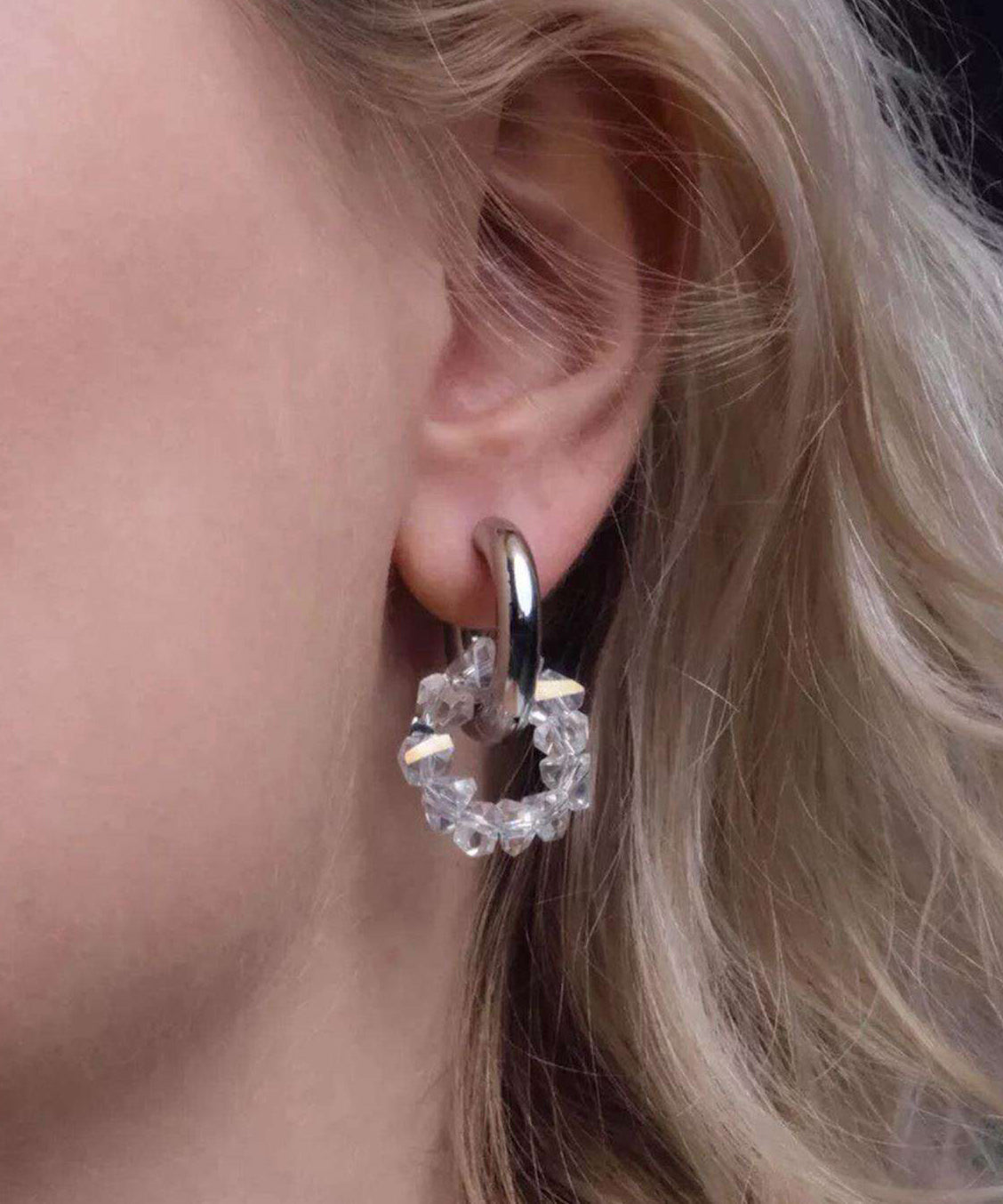 Dame Øredobber Bøyle Design med Krystalldetaljer 4