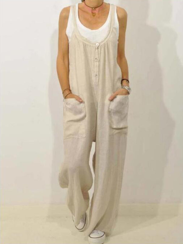 Dame Overalls Fritid Bomull og Lin 0