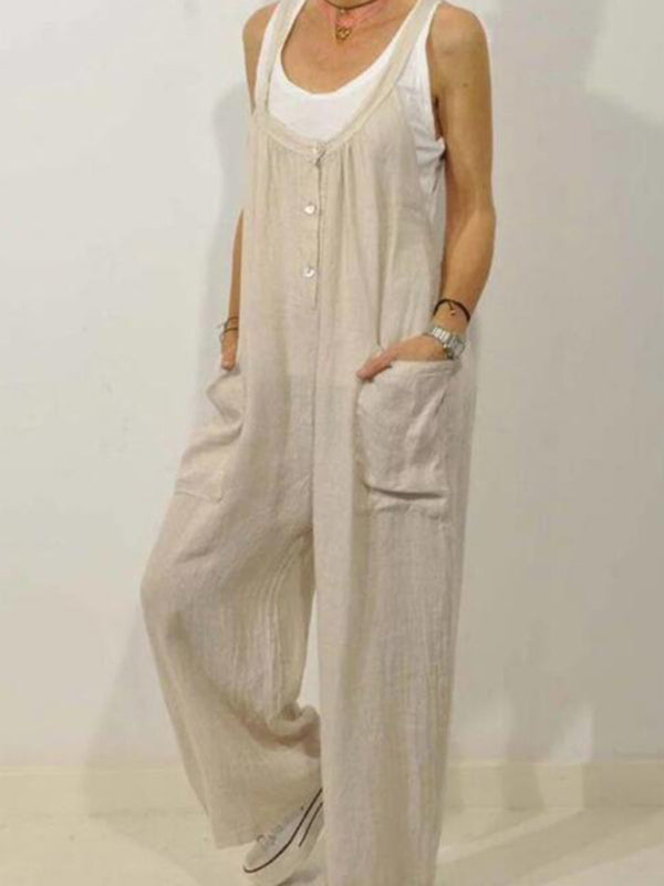 Dame Overalls Fritid Bomull og Lin 1