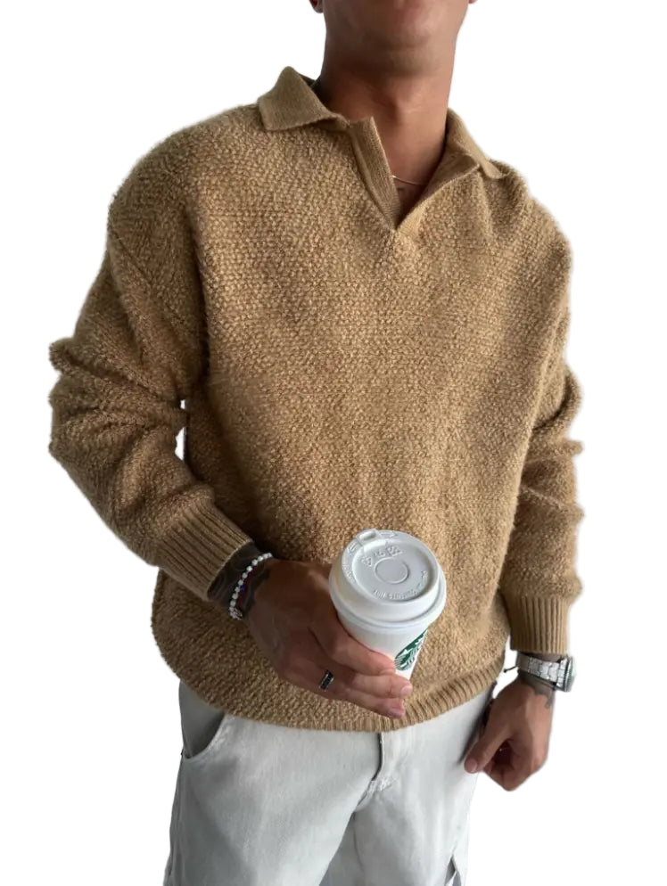 Dame Overdimensjonert Genser med Strikket Krage Trendy Stil 0